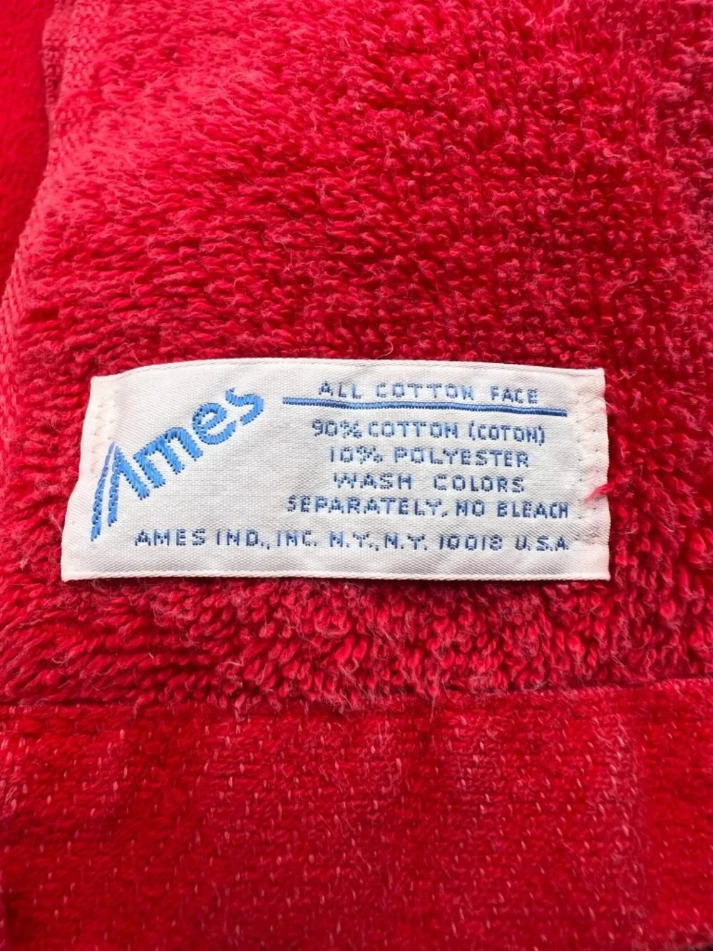 Teddy Bear Bath Towel Vintage Ames Red USA Made
